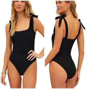 Beach Riot NWT Sydney One Piece Swimsuit NO BELT Black Shoulder Tie Size Medium